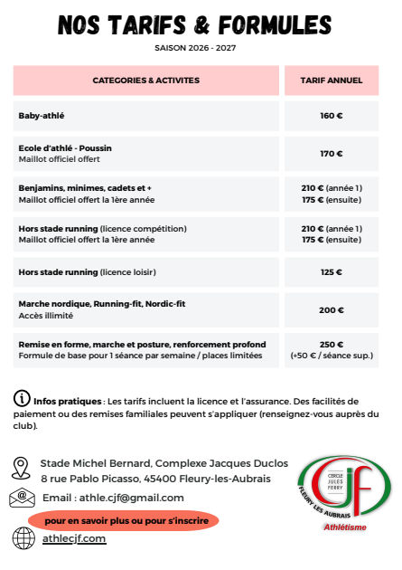 NOS TARIFS ET FORMULES