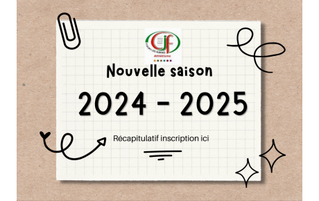 Aide et récapitulatif pour inscription saison 2024 - 2025